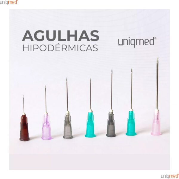 Kit 100 un Agulha HiPodérmica Descartável 25x0,7 22g Uniqmed - Imagem 4